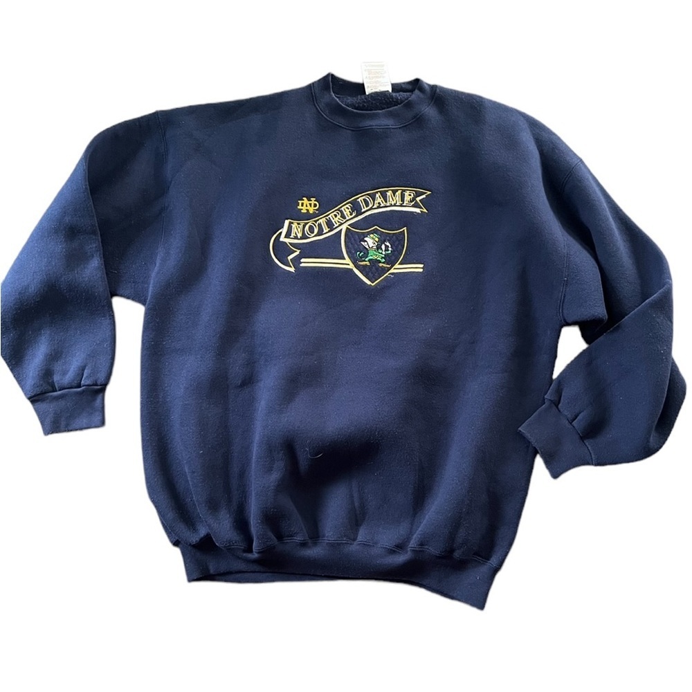 Vintage Notre Dame Mens Crew Neck Sweatshirt Made in USA Navy Blue Size XL